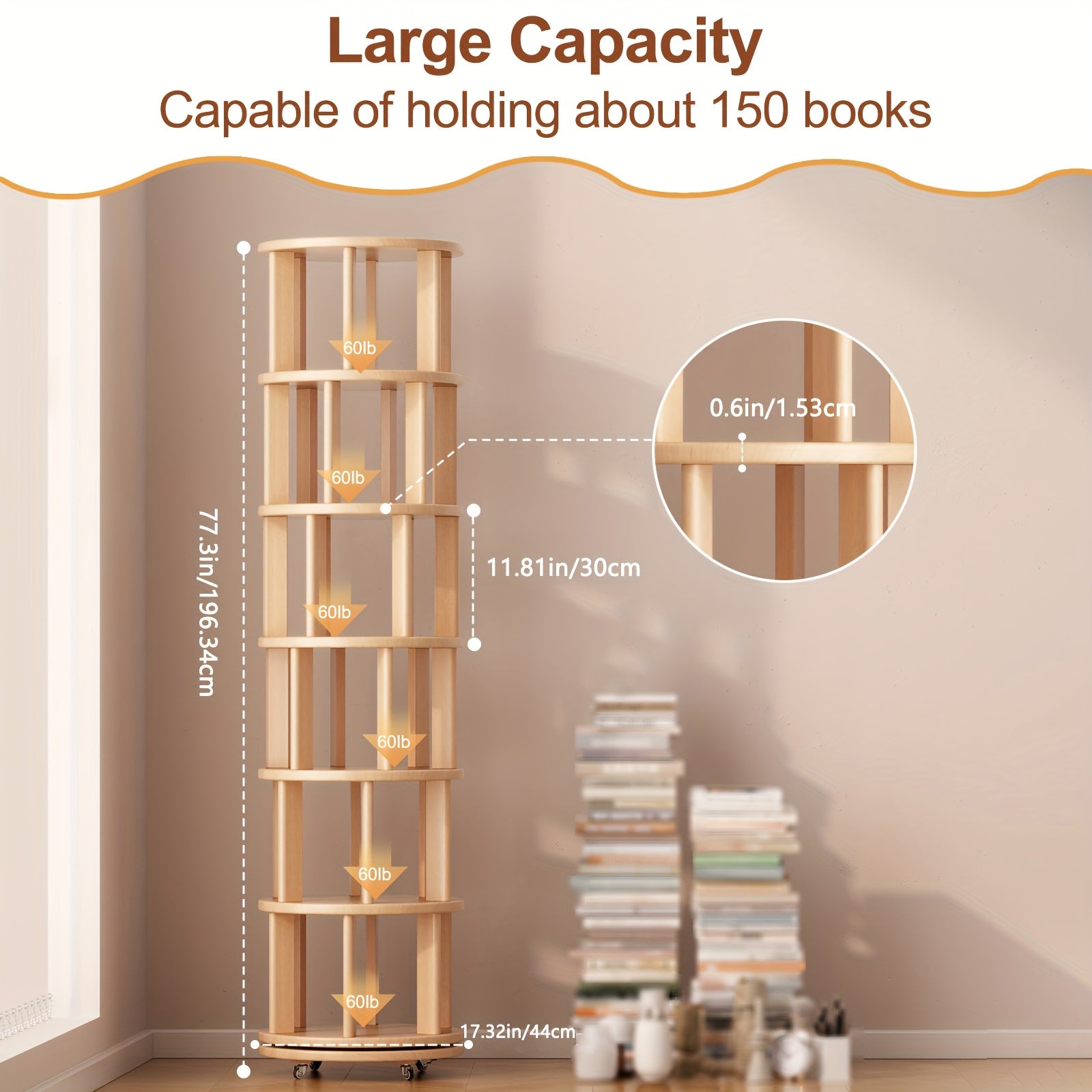 Solid Wood 4\u002F6-Layer Bookshelf Storage Cabinet | 360° Rotatable, Festival-Decorated Living Room Furniture, Time-Limited Special Offers, 3 Styles Available, Suitable for Small Spaces, Christmas Gifts, Black Friday Items