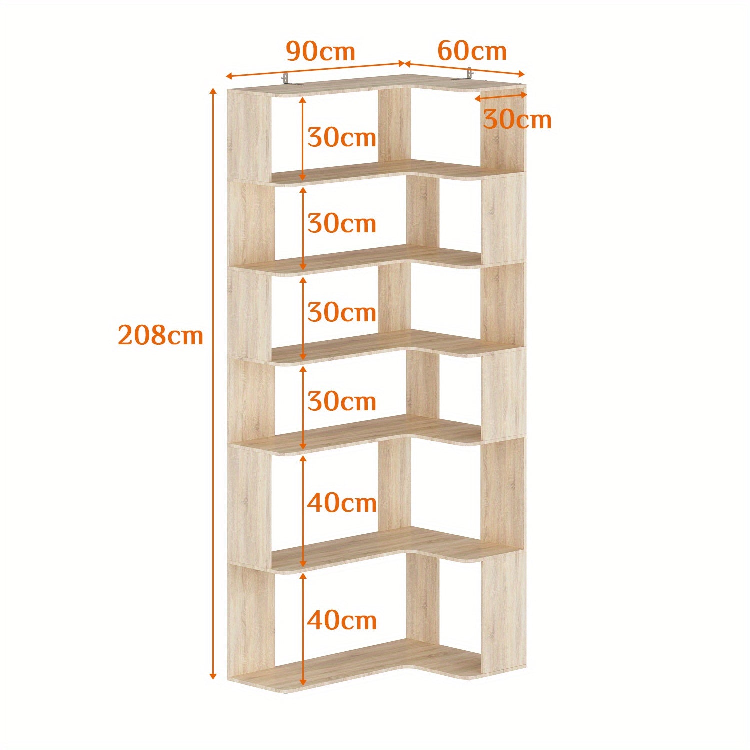 81.9'' Tall Modern 6-Tier Bookshelf - Heavy-Duty Freestanding Bookcase Suitable for Home Office, Living Room, Study - Easy Assembly with Wood Color, Spacious Tall Display Shelves, Design