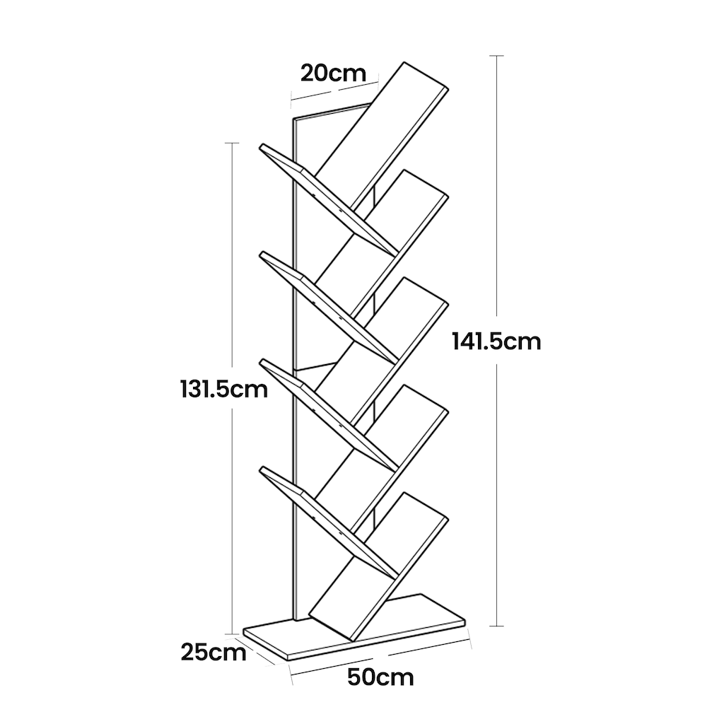 Tree Bookshelf, 9-Tier Bookcase, Large Bookshelf, Corner Shelf, Book Tree, for Bedroom, Living Room, Home Office