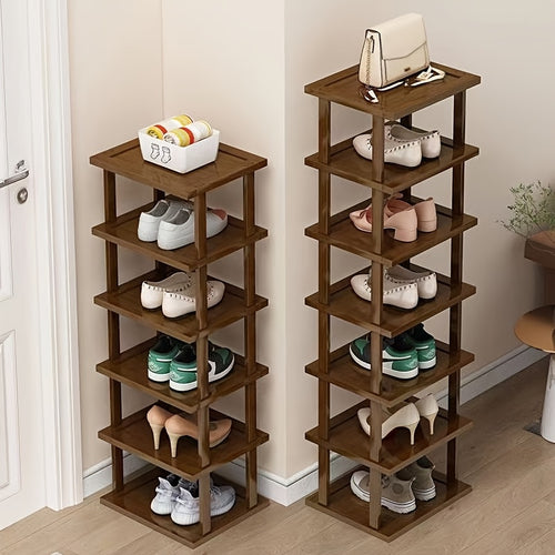 17-Tier Shoe Rack Organizer, Entryway Shoe Rack- Multi-Tier Narrow Shoe Organizer Home, Space-Saving, Easy To Assemble& Stackable, Wooden Brown Storage Rack Entryway, Dorm& Bedroom