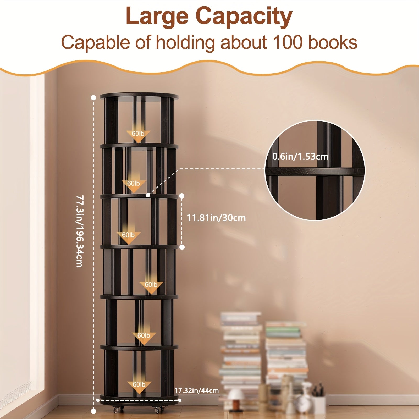 Solid Wood 4\u002F6-Layer Bookshelf Storage Cabinet | 360° Rotatable, Festival-Decorated Living Room Furniture, Time-Limited Special Offers, 3 Styles Available, Suitable for Small Spaces, Christmas Gifts, Black Friday Items