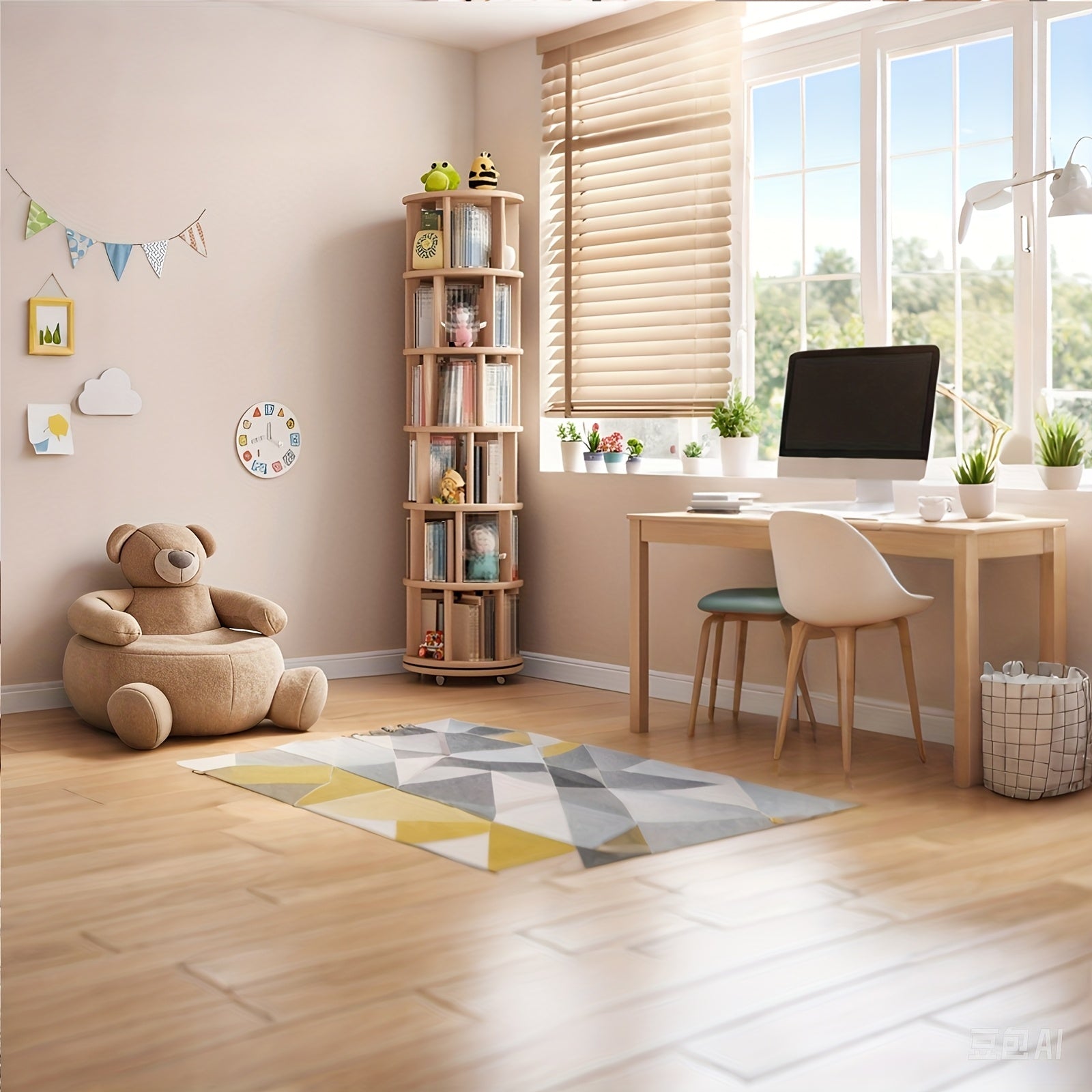 Solid Wood 4\u002F6-Layer Bookshelf Storage Cabinet | 360° Rotatable, Festival-Decorated Living Room Furniture, Time-Limited Special Offers, 3 Styles Available, Suitable for Small Spaces, Christmas Gifts, Black Friday Items