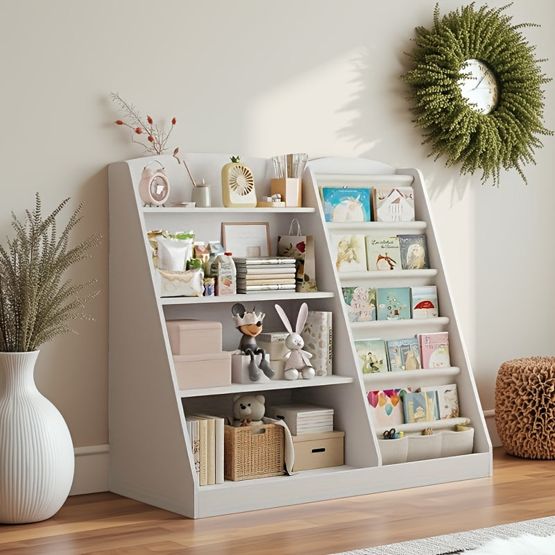 Multi Functional Children's Bookshelf Storage Cabinet, Scattered Book And Toy Storage Rack, Storage Organizer, Six Story Display Cabinet with Bookshelf, Bedroom, Living Room, Game Room, Small Room, Kindergarten, School Storage Rack, Newspaper Rack