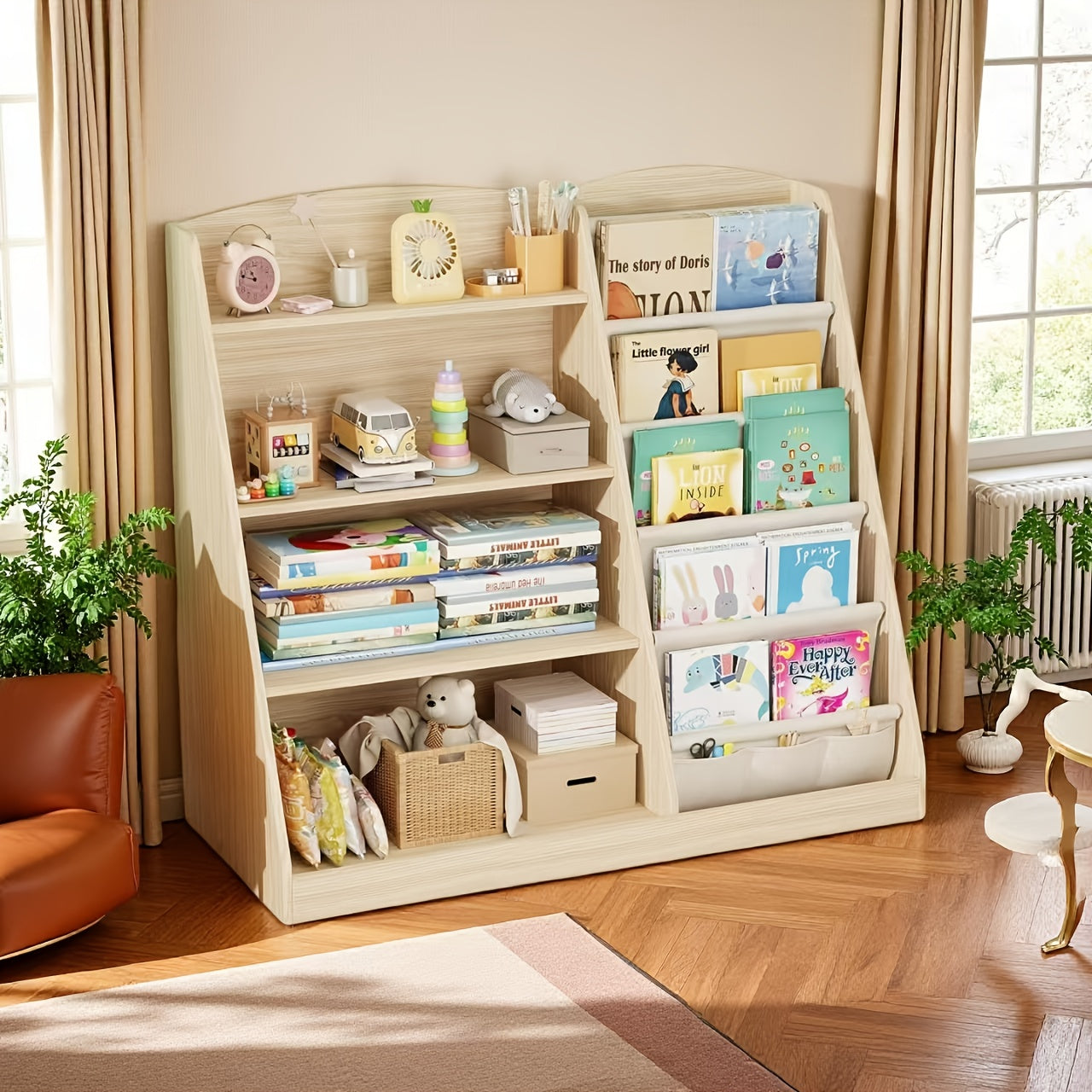Multi Functional Children's Bookshelf Storage Cabinet, Scattered Book And Toy Storage Rack, Storage Organizer, Six Story Display Cabinet with Bookshelf, Bedroom, Living Room, Game Room, Small Room, Kindergarten, School Storage Rack, Newspaper Rack