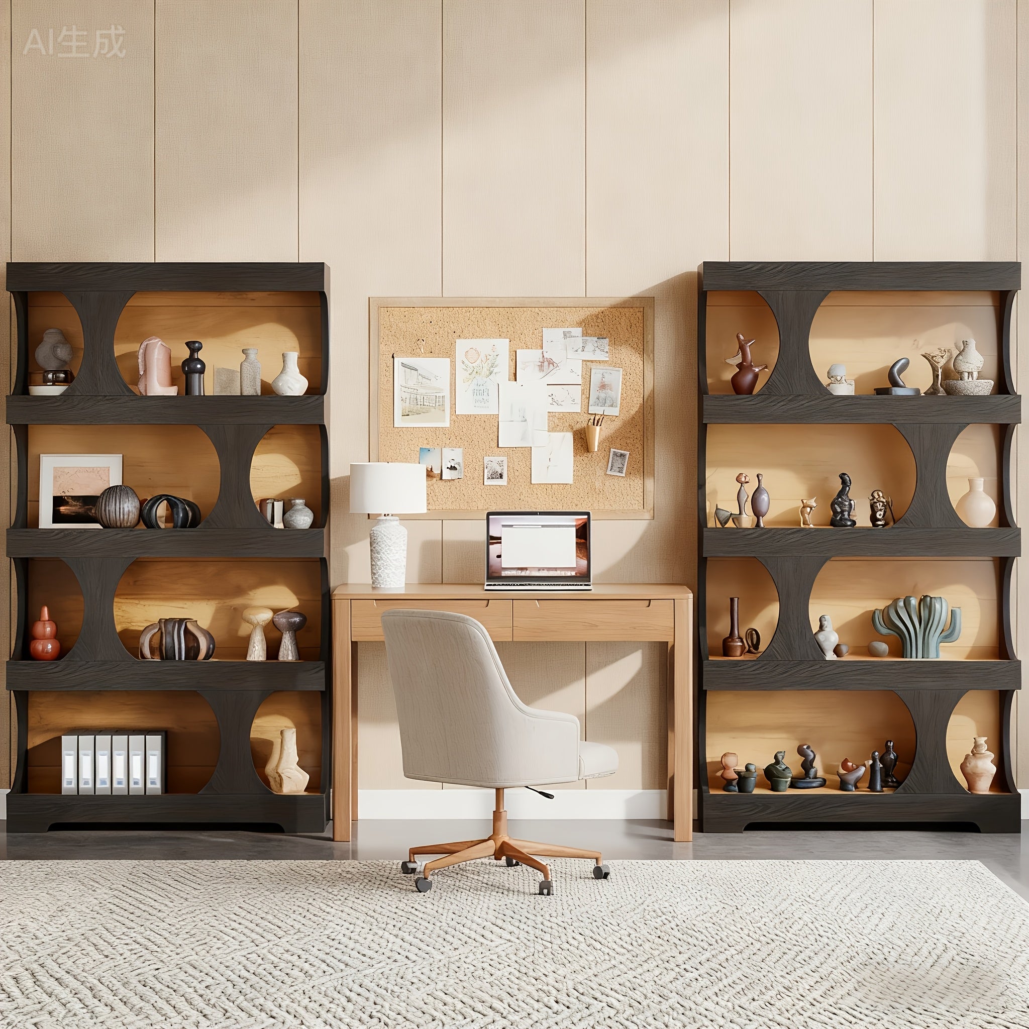 8-Tier Office Bookshelf | Multi-tier Design, Easy and Stylish, Suitable for Study, Bedroom, or Living Room, Hardwood, Freestanding, Painted End, Assembly Required