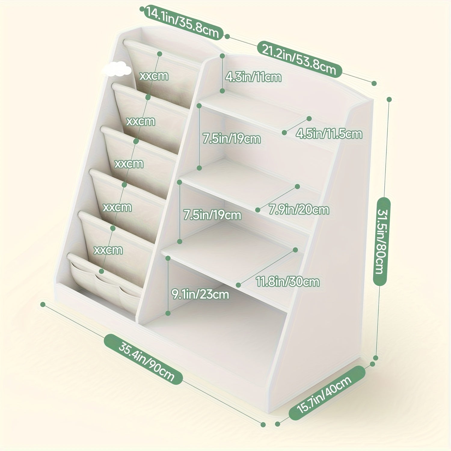 Multi Functional Children's Bookshelf And Toy Storage Cabinet -6-story Trapezoidal Frame, Easy to Assemble, Suitable for Bedrooms, Living Rooms, Game Rooms, Offices, Schools, Durable And Sturdy Structure, Suitable for Small Spaces, Simple Design