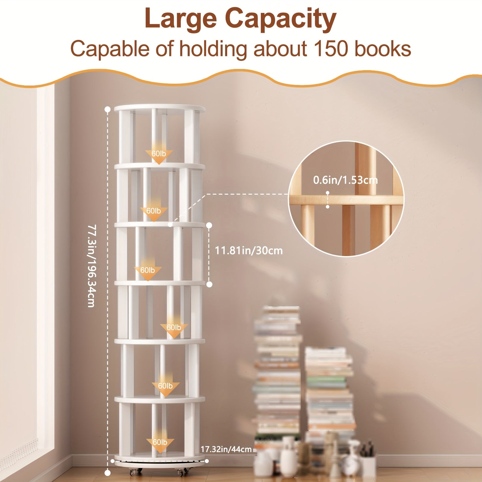 Solid Wood 4\u002F6-Layer Bookshelf Storage Cabinet | 360° Rotatable, Festival-Decorated Living Room Furniture, Time-Limited Special Offers, 3 Styles Available, Suitable for Small Spaces, Christmas Gifts, Black Friday Items