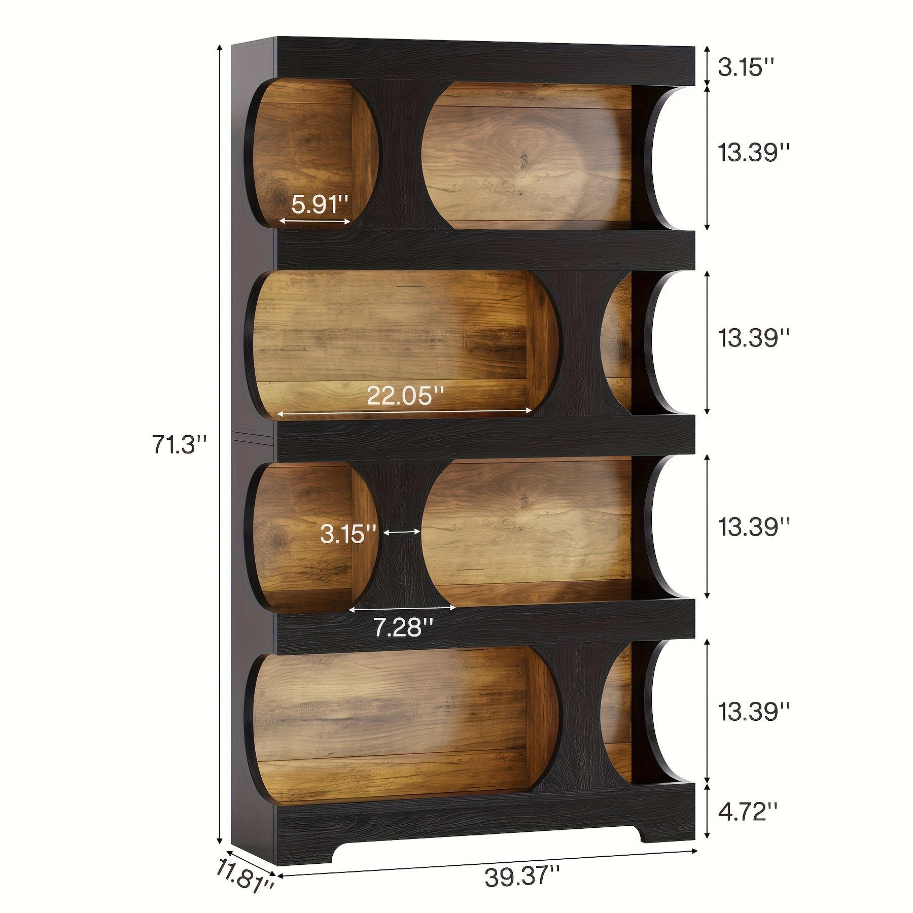 8-Tier Office Bookshelf | Multi-tier Design, Easy and Stylish, Suitable for Study, Bedroom, or Living Room, Hardwood, Freestanding, Painted End, Assembly Required