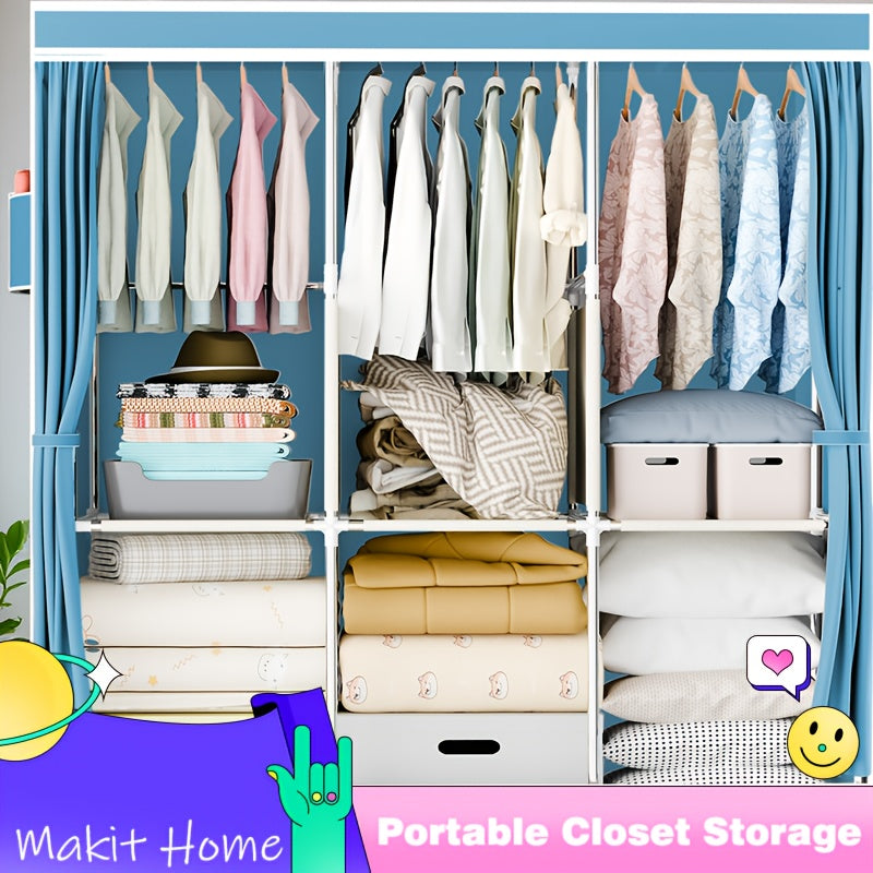 Portable Freestanding Wardrobe Closet Organizer Suitable for Clothes, & - Multifunctional Clothing Rack with Dustproof Cover, Sturdy Frame, Space-Saving Storage for Small Apartments, Dorms, Travel (Modern), Portable Closets