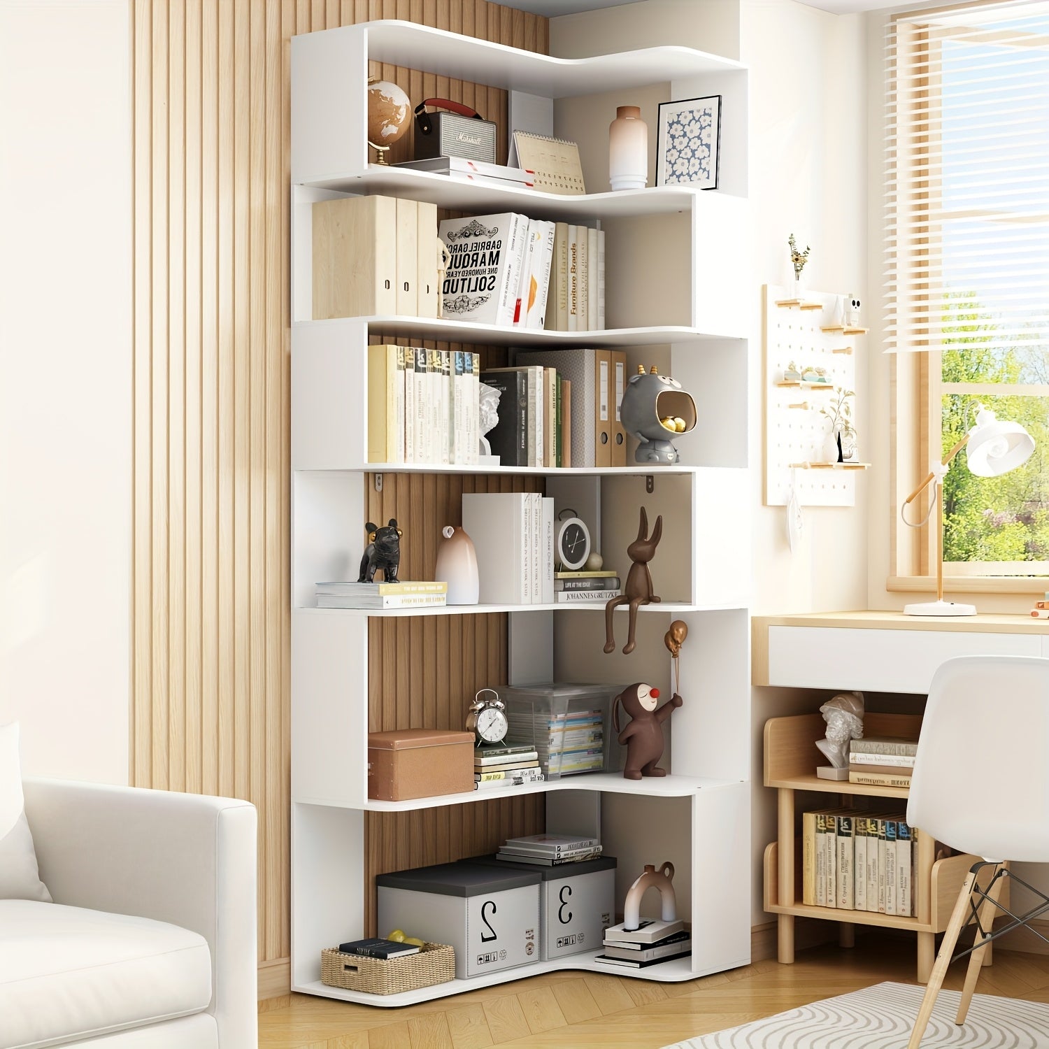 81.9'' Tall Modern 6-Tier Bookshelf - Heavy-Duty Freestanding Bookcase Suitable for Home Office, Living Room, Study - Easy Assembly with Wood Color, Spacious Tall Display Shelves, Design