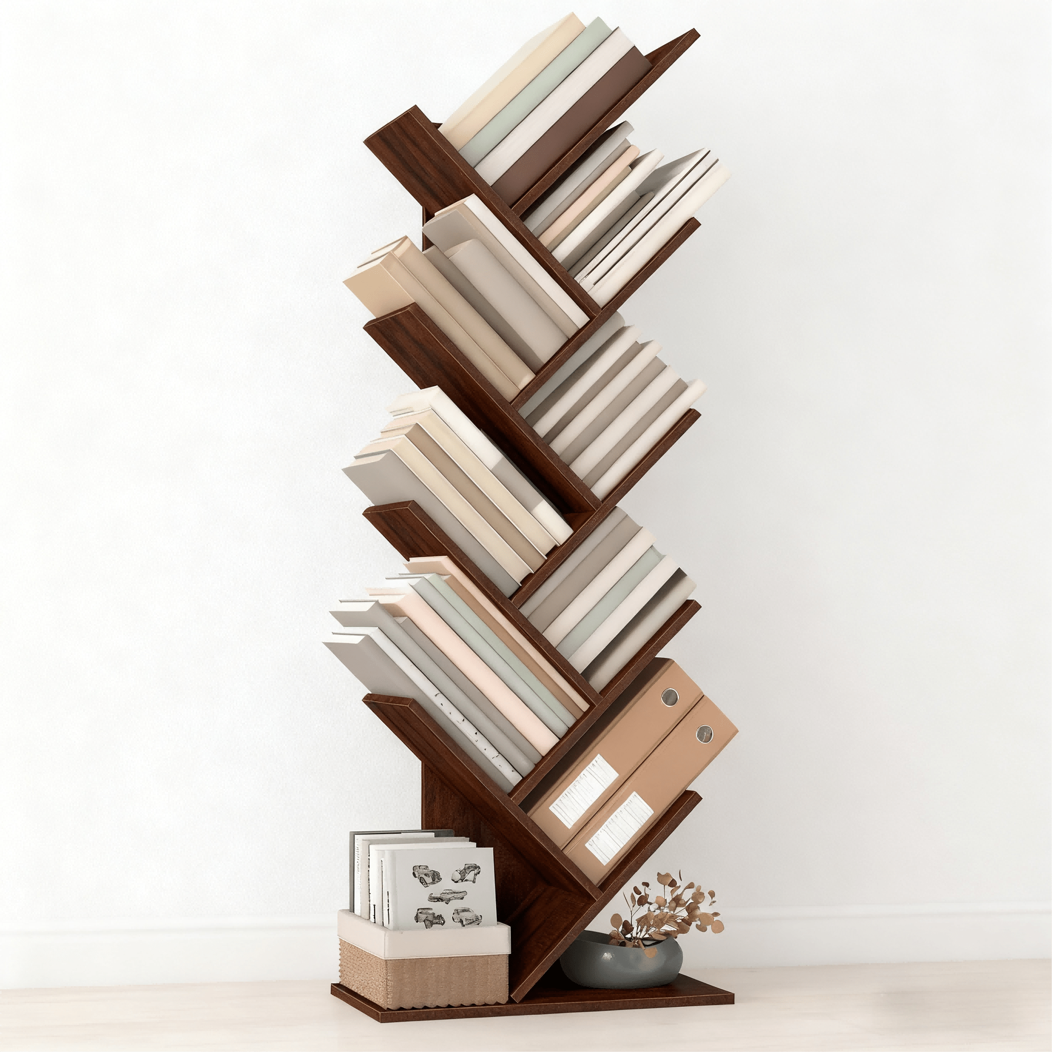 Tree Bookshelf, 9-Tier Bookcase, Large Bookshelf, Corner Shelf, Book Tree, for Bedroom, Living Room, Home Office
