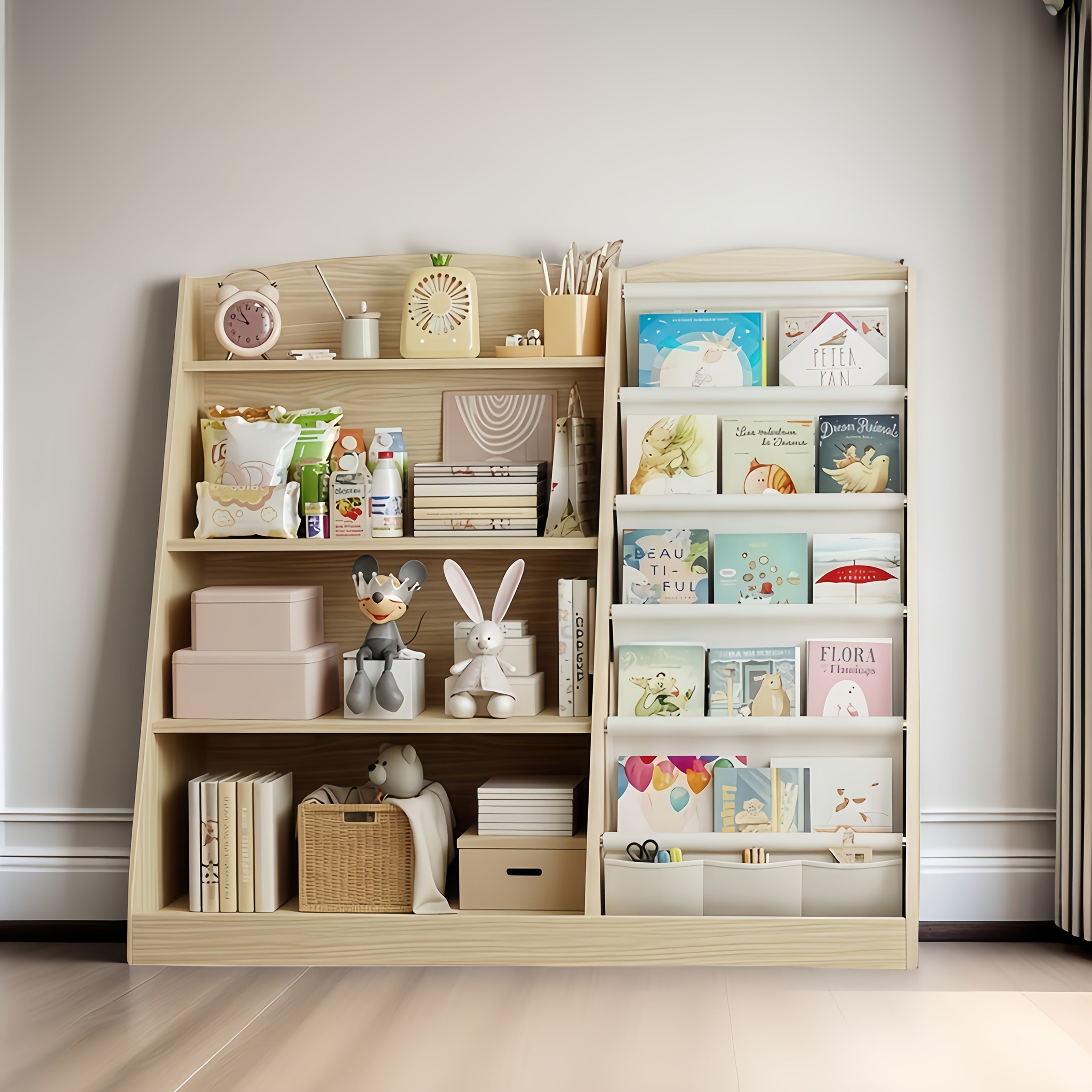 Multi Functional Children's Bookshelf Storage Cabinet, Scattered Book And Toy Storage Rack, Storage Organizer, Six Story Display Cabinet with Bookshelf, Bedroom, Living Room, Game Room, Small Room, Kindergarten, School Storage Rack, Newspaper Rack